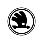 Dunkles, transparentes Logo von der Automarke Skoda